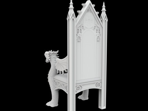 Gothic Dragon Throne 3D Print Model 3D 打印模型