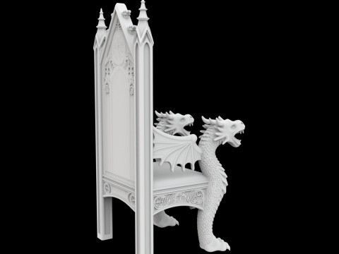 Gothic Dragon Throne 3D Print Model 3D 打印模型