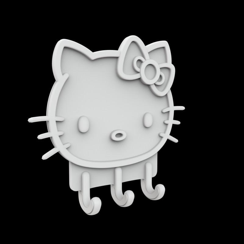 Hello Kitty Key Holder 3D Print Model 3D Принт Модель .c4d .max .obj .3ds .fbx .stl .blend 