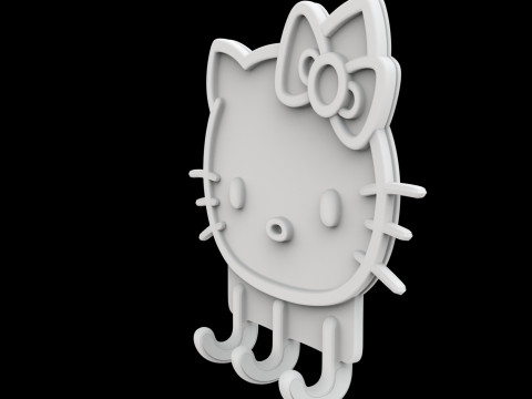 Hello Kitty Key Holder 3D Print Model 3D Принт Модель