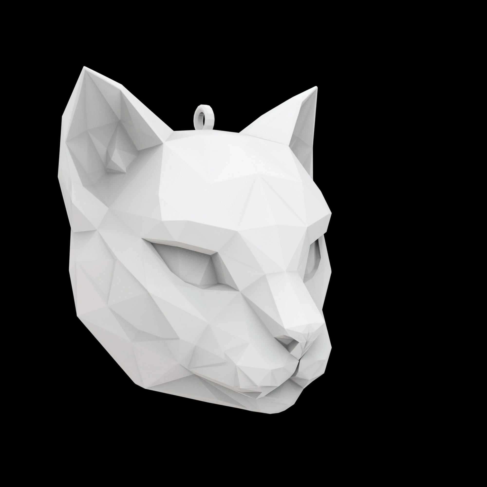 Low Poly Cat Face Pendant 3D Print Model 3D Print Model .c4d .max .obj .3ds .fbx .stl .blend 