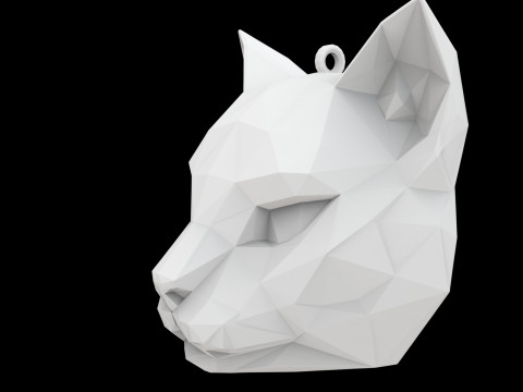 Low Poly Cat Face Pendant 3D Print Model Modèles 3D en vedette