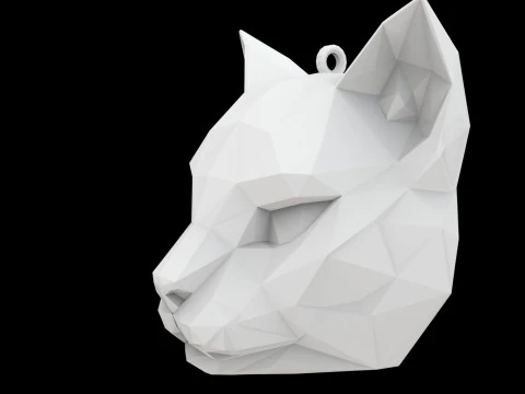 Low Poly Cat Face Pendant 3D Print Model 3D Print Model