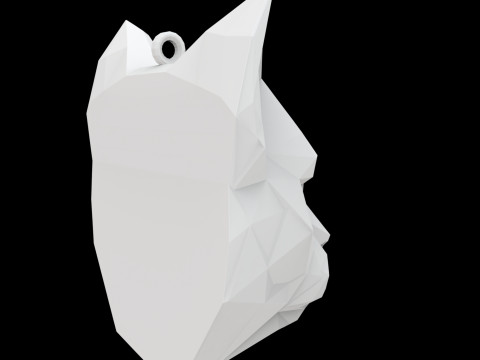 Low Poly Cat Face Pendant 3D Print Model Modèles 3D en vedette