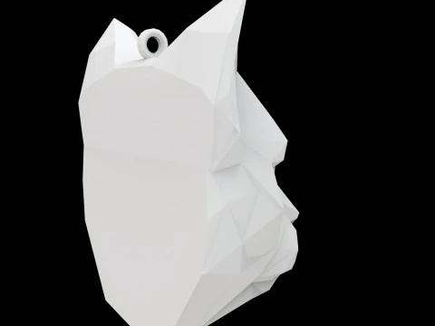 Low Poly Cat Face Pendant 3D Print Model 3D Print Model