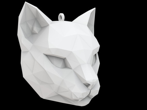 Low Poly Cat Face Pendant 3D Print Model Modèles 3D en vedette