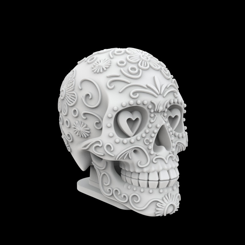 Mexican Sugar Skull 3D Print Model Modello di stampa 3D .c4d .max .obj .3ds .fbx .stl .blend 