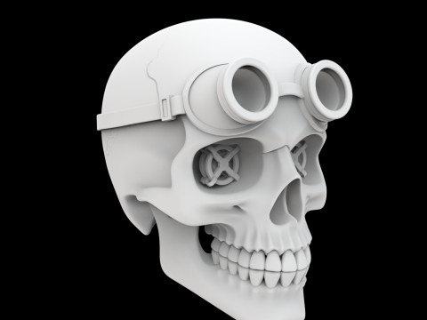 Steampunk Skull with Goggles 3D Print Model 3D printmodel
