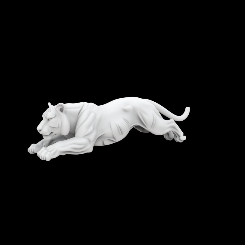 Tiger in Mid-Pounce 3D Print Model Modelo de Impressão 3D .c4d .max .obj .3ds .fbx .stl .blend