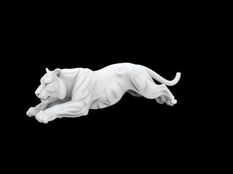Tiger in Mid-Pounce 3D Print Model 3D प्रिंट मॉडल