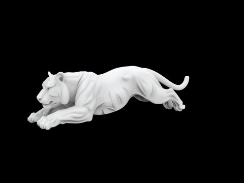 3D-Druckmodell eines Tigers im mittleren Sprung 3D Druckmodell