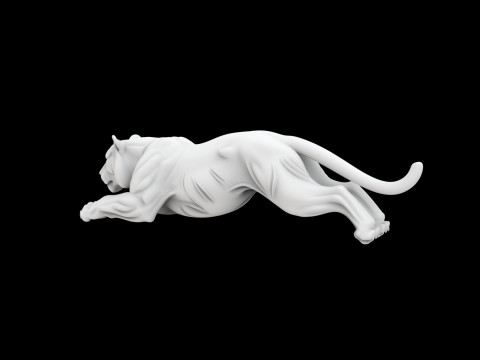 Tiger in Mid-Pounce 3D Print Model Modelo de Impressão 3D