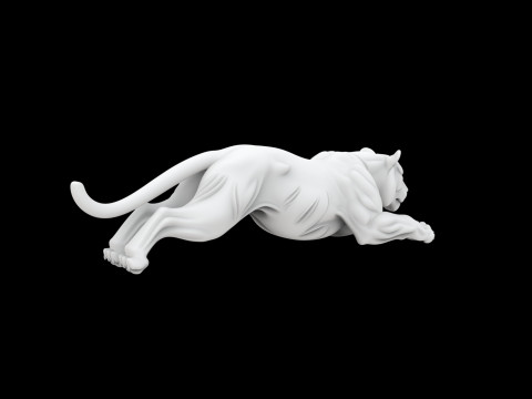Tiger in Mid-Pounce 3D Print Model Modelo de Impressão 3D