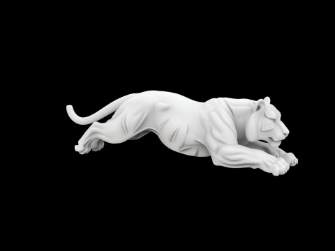 Tiger in Mid-Pounce 3D Print Model Modelo de Impressão 3D