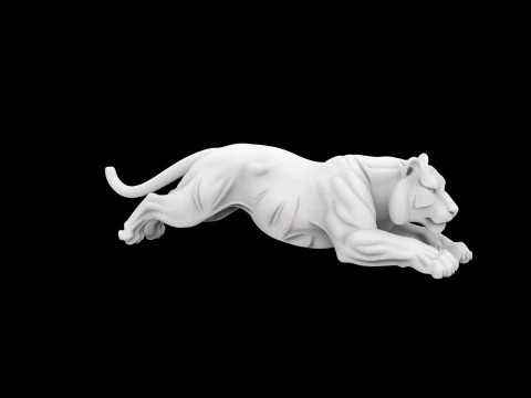 Tiger in Mid-Pounce 3D Print Model 3D Print Model