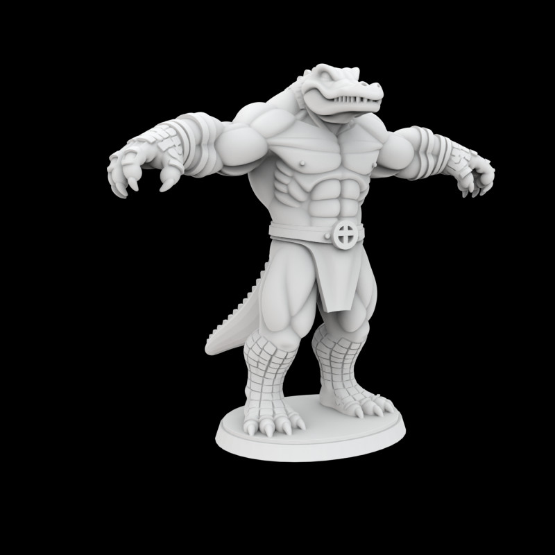 Anthro Crocodile Hero Figurine 3D Print Model 3D printmodel .c4d .max .obj .3ds .fbx .stl .blend