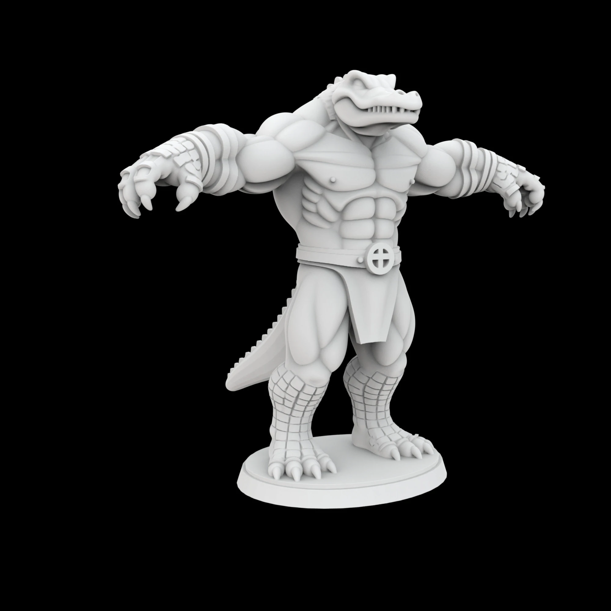Anthro Crocodile Hero Figurine 3D Print Model 3D Print Model .c4d .max .obj .3ds .fbx .stl .blend