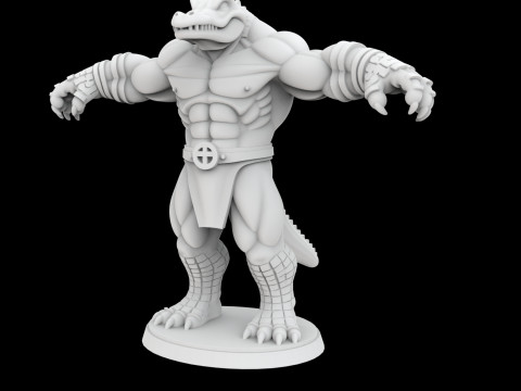 Anthro Crocodile Hero Figurine 3D Print Model 3D printmodel