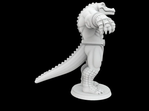 Anthro Crocodile Hero Figurine 3D Print Model 3D Print Model