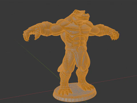 Anthro Crocodile Hero Figurine 3D Print Model 3D Print Model