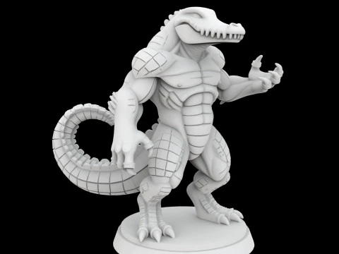 Anthro-Krokodil-Miniatur-3D-Druckmodell 3D Druckmodell