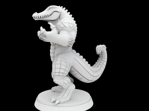 Modelo de impressão 3D em miniatura de crocodilo Anthro Modelo de Impressão 3D