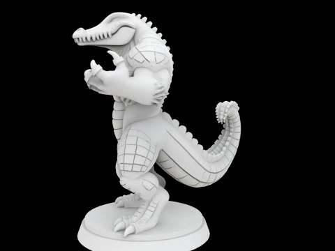 Modello di stampa 3D in miniatura di coccodrillo antropomorfo Modello di stampa 3D