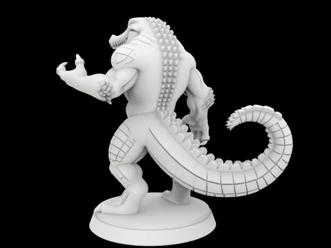 Modello di stampa 3D in miniatura di coccodrillo antropomorfo Modello di stampa 3D