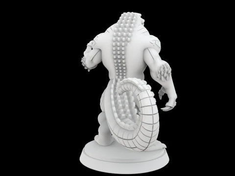 Modello di stampa 3D in miniatura di coccodrillo antropomorfo Modello di stampa 3D