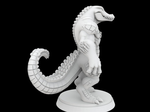 Modelo de impressão 3D em miniatura de crocodilo Anthro Modelo de Impressão 3D