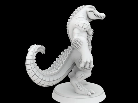 Modello di stampa 3D in miniatura di coccodrillo antropomorfo Modello di stampa 3D