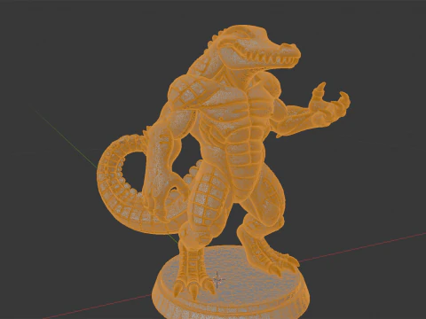 Modello di stampa 3D in miniatura di coccodrillo antropomorfo Modello di stampa 3D