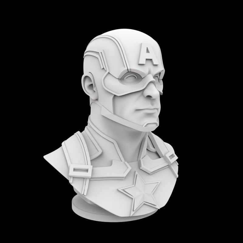 Captain America Hero Bust 3D Print Model 3D Принт Модель .c4d .max .obj .3ds .fbx .stl .blend 