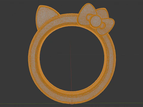 Hello Kitty Duvar Ayna &Ccedil;er&ccedil;evesi 3D Baskı Modeli 3D Baskı Modeli