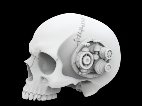 Half Steampunk Skull 3D Print Model 3D Druckmodell