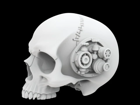 Half Steampunk Skull 3D Print Model 3D Print Model