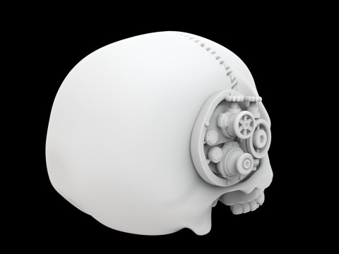 Half Steampunk Skull 3D Print Model 3D Druckmodell