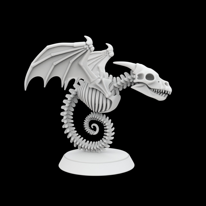 Ancient Bone Dragon Curled Statue 3D Print Model 3D Baskı Modeli .c4d .max .obj .3ds .fbx .stl .blend