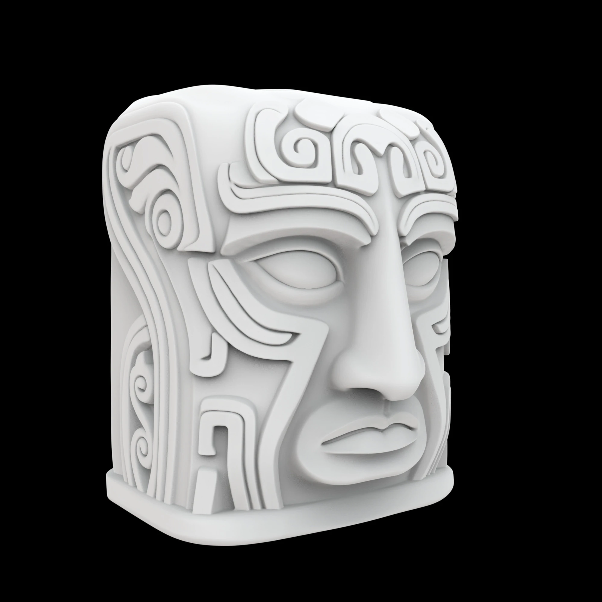 Ancient Stone Face Block 3D Print Model 3D Print Model .c4d .max .obj .3ds .fbx .stl .blend 