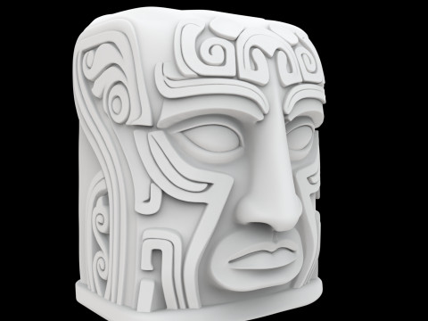 Ancient Stone Face Block 3D Print Model Model do druku 3D