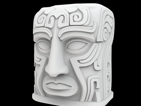 Ancient Stone Face Block 3D Print Model 3D 프린트 모델