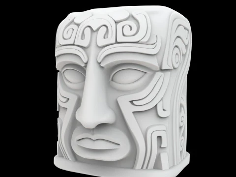 Ancient Stone Face Block 3D Print Model 3D Print Model