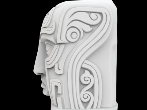 Ancient Stone Face Block 3D Print Model 3D 프린트 모델