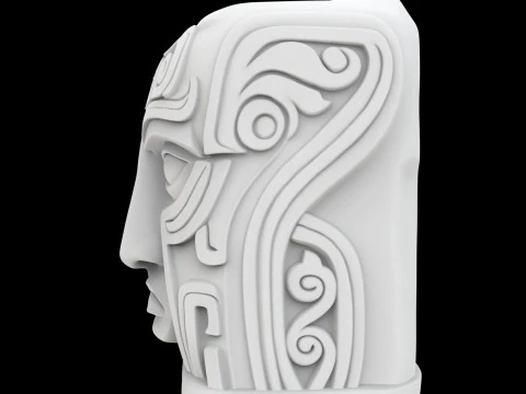 Ancient Stone Face Block 3D Print Model 3D Print Model