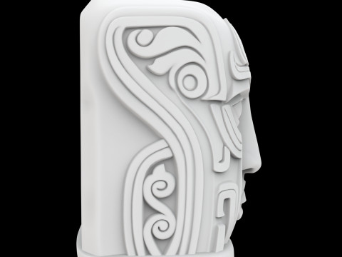 Ancient Stone Face Block 3D Print Model 3D 프린트 모델
