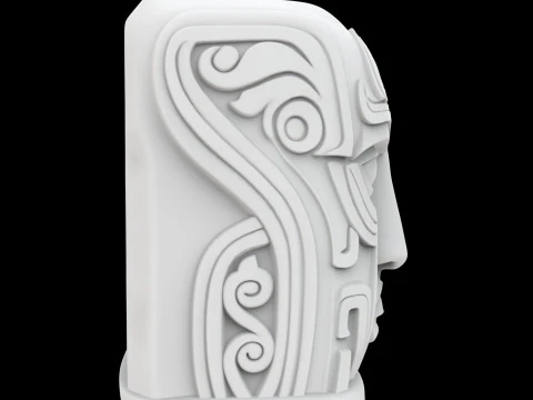Ancient Stone Face Block 3D Print Model 3D Print Model