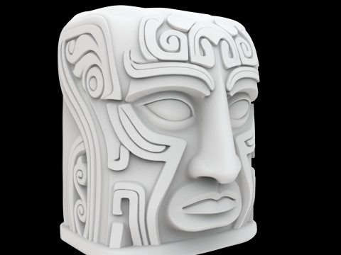 Ancient Stone Face Block 3D Print Model 3D 프린트 모델