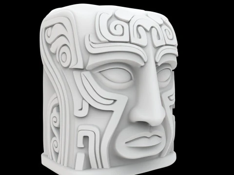 Ancient Stone Face Block 3D Print Model 3D Print Model