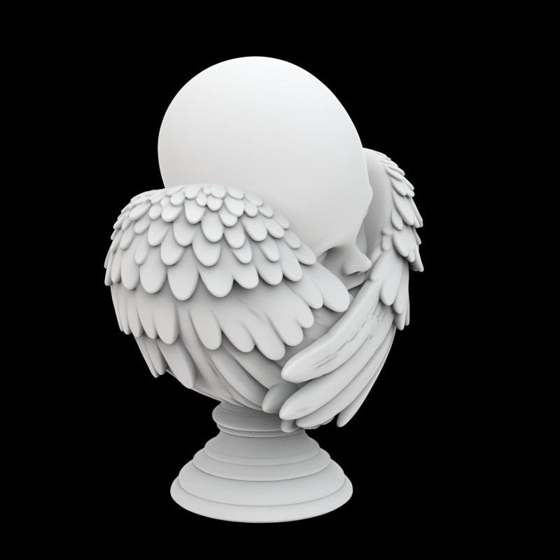 아기 천사 날개 기념 조각 3D 인쇄 모델 3D 프린트 모델 .c4d .max .obj .3ds .fbx .stl .blend 