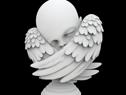 아기 천사 날개 기념 조각 3D 인쇄 모델 3D 프린트 모델